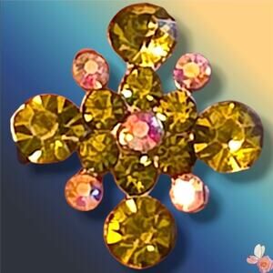 Vintage Peridot Green Crystal Flower Ring Adjustable Sparkle 104